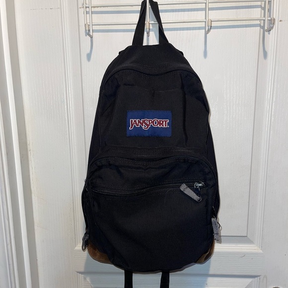 Jansport Bags Vintage 9s Jansport Backpack Black With Brown Suede